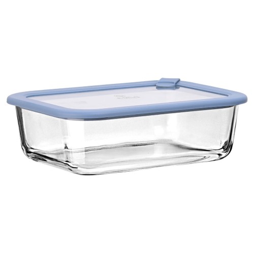 Estia Φαγητοδοχείο COLORSEAL γυάλινο 1520ml 23.5x17.8x7.6cm με καπάκι σιλικόνης Μπλέ