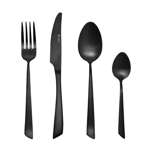 Estia ESTIA ΣΕΤ ΜΑΧΑΙΡΟΠΙΡΟΥΝΑ EDGE BLACK ΑΝΟΞΕΙΔΩΤΟ ΑΤΣΑΛΙ 18/0 ΜΑΥΡΟ MAT 24 ΤΕΜ.