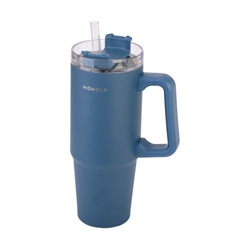 Estia Θερμός Straw Tumbler HOMELY  900ml Indigo Blue