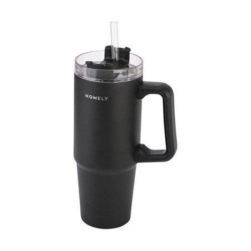 Estia Θερμός Straw Tumbler HOMELY  900ml Midnight Black