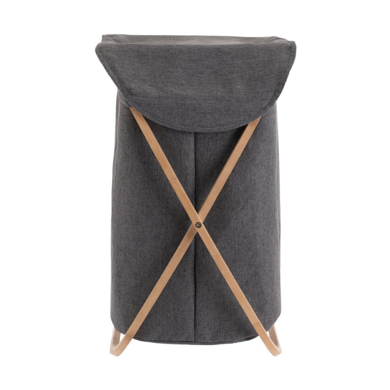 Estia ESTIA ΚΑΛΑΘΙ ΑΠΛΥΤΩΝ BAMBOO ESSENTIALS 40x40x70cm ΜΕ ΘΗΚΗ ΠΟΛΥΕΣΤΕΡΑ ΠΤΥΣΣΟΜΕΝΟ ΓΚΡΙ