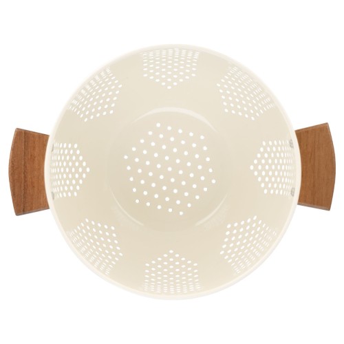 Estia Σουρωτήρι ζυμαρικών ALLURE ανοξείδωτο 22cm με ξύλινες λαβές Ivory