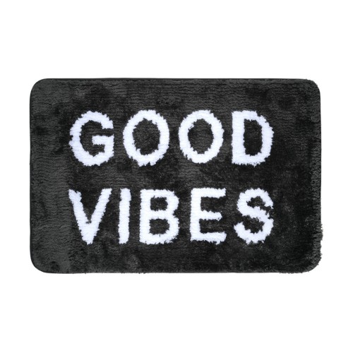 Estia Ταπέτο μπάνιου GOOD VIBES 40x60cm 100% μικροίνες Μαύρο