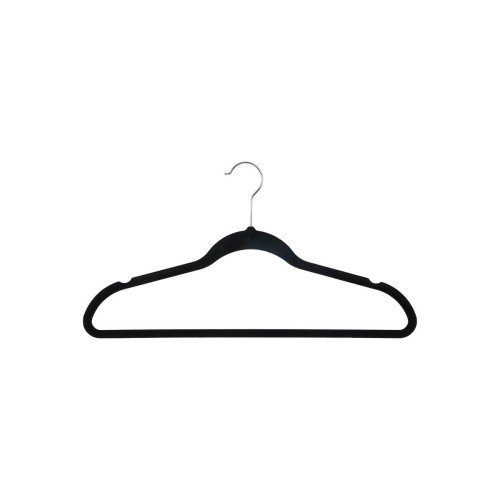 Estia Κρεμάστρα ρούχων αντιολισθητική με εγκοπές βελουτέ Μαύρο σετ 3 τεμ.