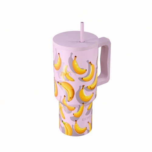 Estia ESTIA ΘΕΡΜΟΣ STRAW TUMBLER XL SAVE THE AEGEAN 900ml BANANA MOOD