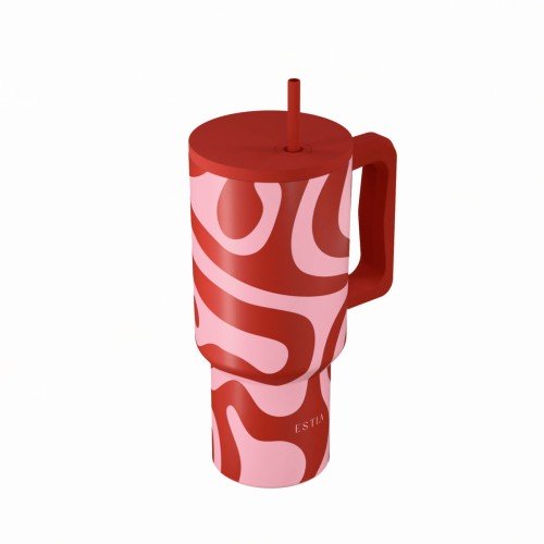 Estia ESTIA ΘΕΡΜΟΣ STRAW TUMBLER XL SAVE THE AEGEAN 900ml CORAL WAVES