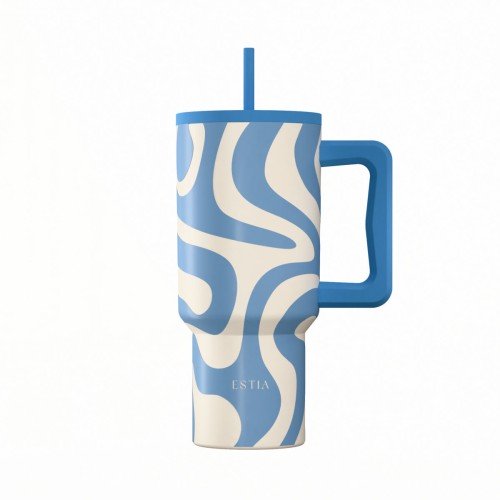 Estia ESTIA ΘΕΡΜΟΣ STRAW TUMBLER XL SAVE THE AEGEAN 900ml OCEAN WAVES