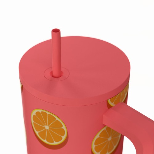 Estia ESTIA ΘΕΡΜΟΣ STRAW TUMBLER XL SAVE THE AEGEAN 900ml ORANGE POP