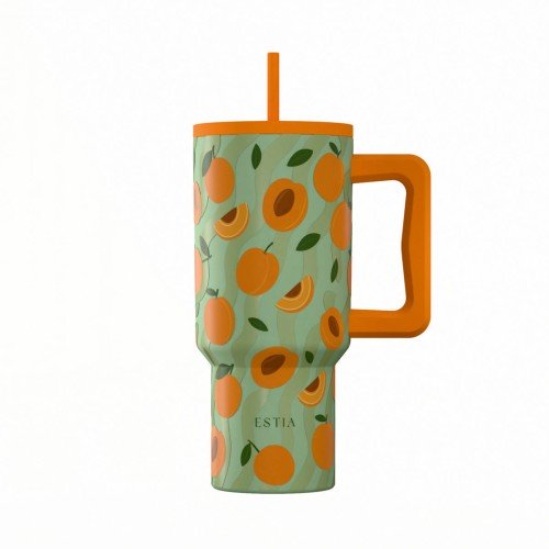 Estia ESTIA ΘΕΡΜΟΣ STRAW TUMBLER XL SAVE THE AEGEAN 900ml PEACH GARDEN
