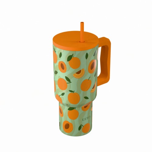 Estia ESTIA ΘΕΡΜΟΣ STRAW TUMBLER XL SAVE THE AEGEAN 900ml PEACH GARDEN