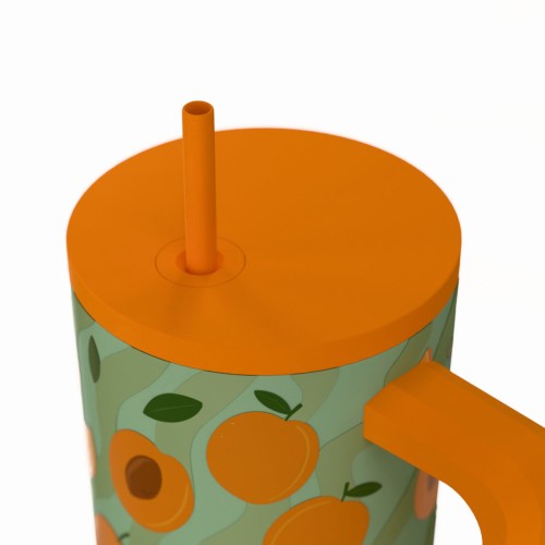 Estia ESTIA ΘΕΡΜΟΣ STRAW TUMBLER XL SAVE THE AEGEAN 900ml PEACH GARDEN