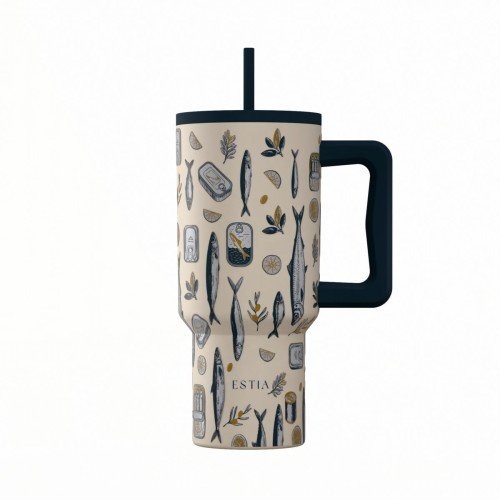 Estia ESTIA ΘΕΡΜΟΣ STRAW TUMBLER XL SAVE THE AEGEAN 900ml SALT LIFE
