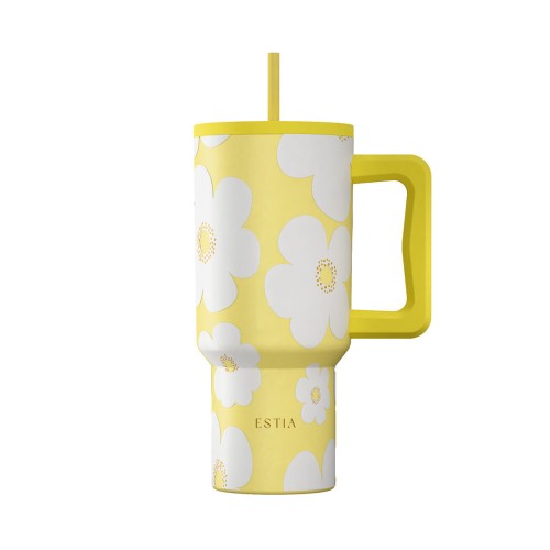 Estia ESTIA ΘΕΡΜΟΣ STRAW TUMBLER XL SAVE THE AEGEAN 900ml YELLOW DAISY