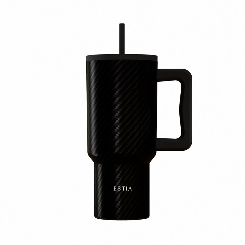 Estia ESTIA ΘΕΡΜΟΣ STRAW TUMBLER XL SAVE THE AEGEAN 900ml CARBON FIBRE