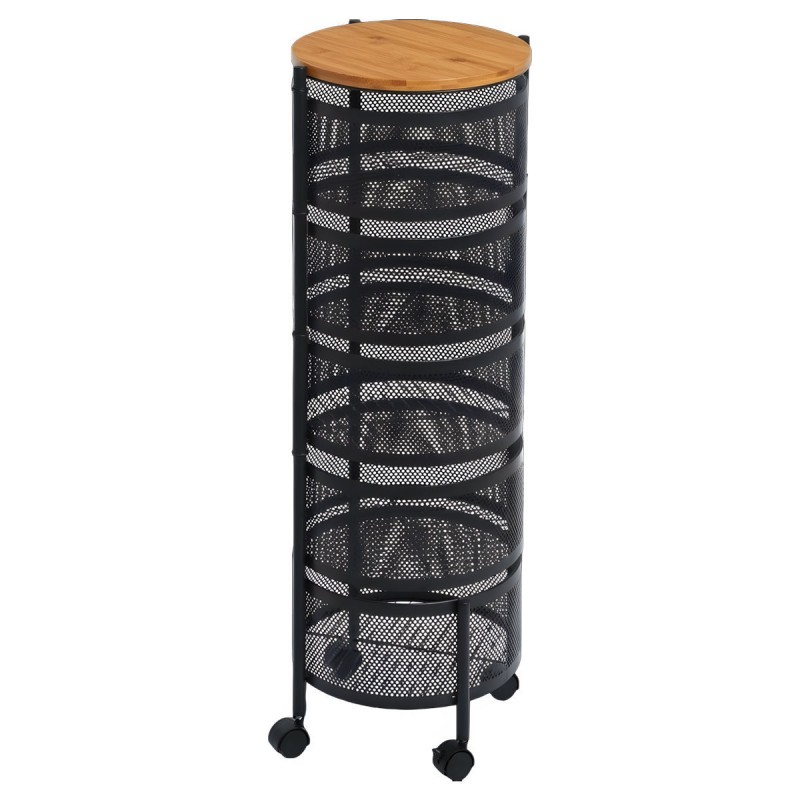 Estia ESTIA ΤΡΟΛΕΪ ΑΠΟΘΗΚΕΥΣΗΣ BAMBOO ESSENTIALS ΜΕΤΑΛΛΙΚΟ ΜΕ 5 ΣΥΡΤΑΡΙΑ ΜΑΥΡΟ