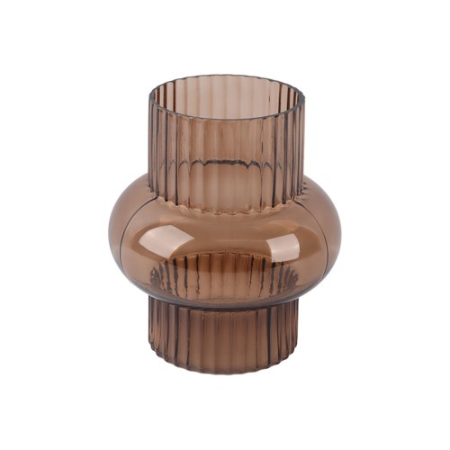 Estia ESTIA ΔΙΑΚΟΣΜΗΤΙΚΟ ΓΥΑΛΙΝΟ ΒΑΖΟ GLOWER 20.5cm ΚΑΦΕ