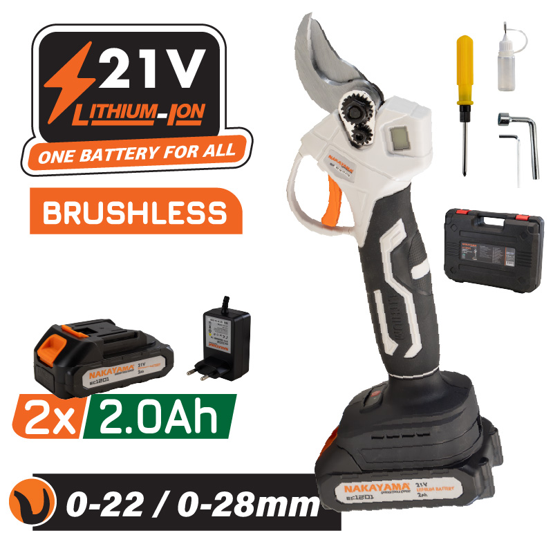 Nakayama Ψαλίδι Κλάδου Μπαταρίας EC1250 (075035) με Μπαταρία 21V και Φορτιστή