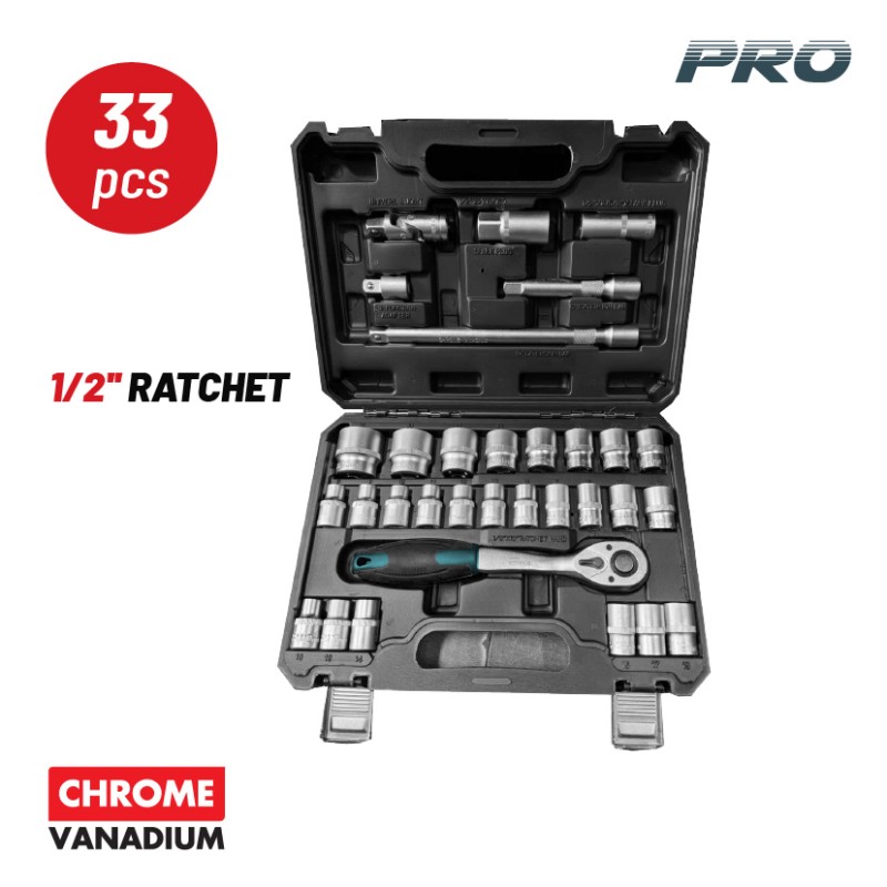 BORMANN Pro BORMANN Pro BHT5110 Σετ Καρυδάκια 1/2'' με Καστάνια και Προέκταση,33τεμ