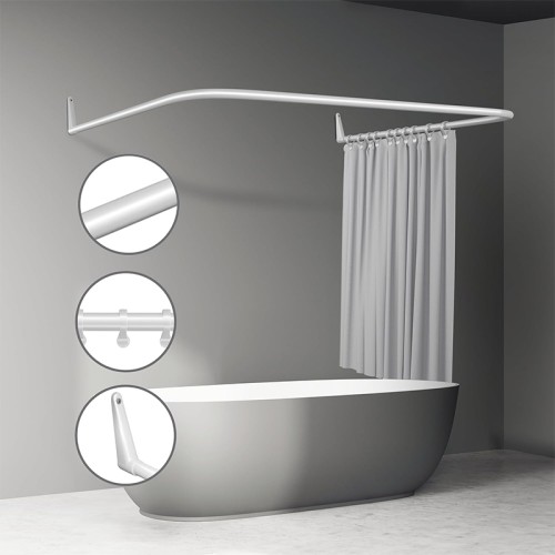 BORMANN ELITE BORMANN BTW4810 Βραχίονας Μπανιέρας Για Κουρτίνα Γωνιακός Αλουμινίου, 3 Σε 1