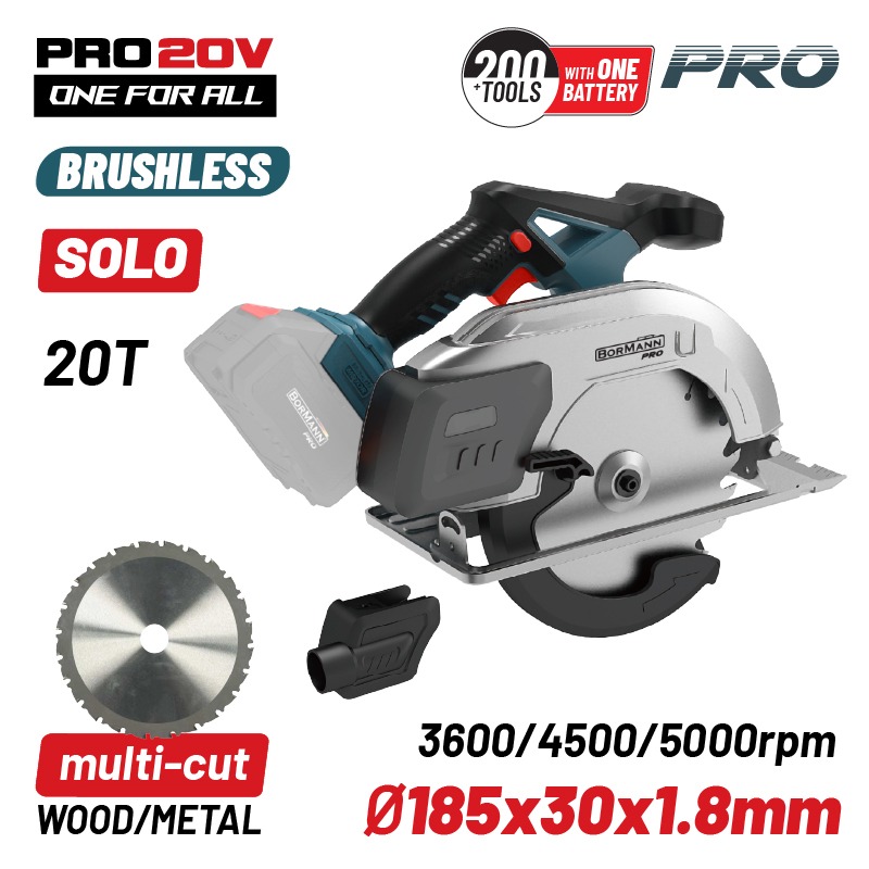 BORMANN Pro BORMANN Pro BBP5355 Δισκοπρίονο Ξύλου/Μετάλλου Μπαταρίας 20V,Li-Ion,3600/4500/5000rpm,Κοπή 64mm,SOLO