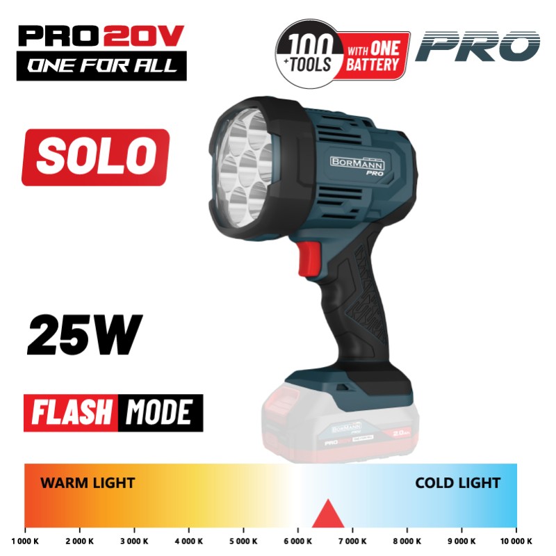 BORMANN Pro BORMANN Pro BBP3905 Φακός Προβολέας Μπαταρίας 20V, 1000/2500Lm, SOLO