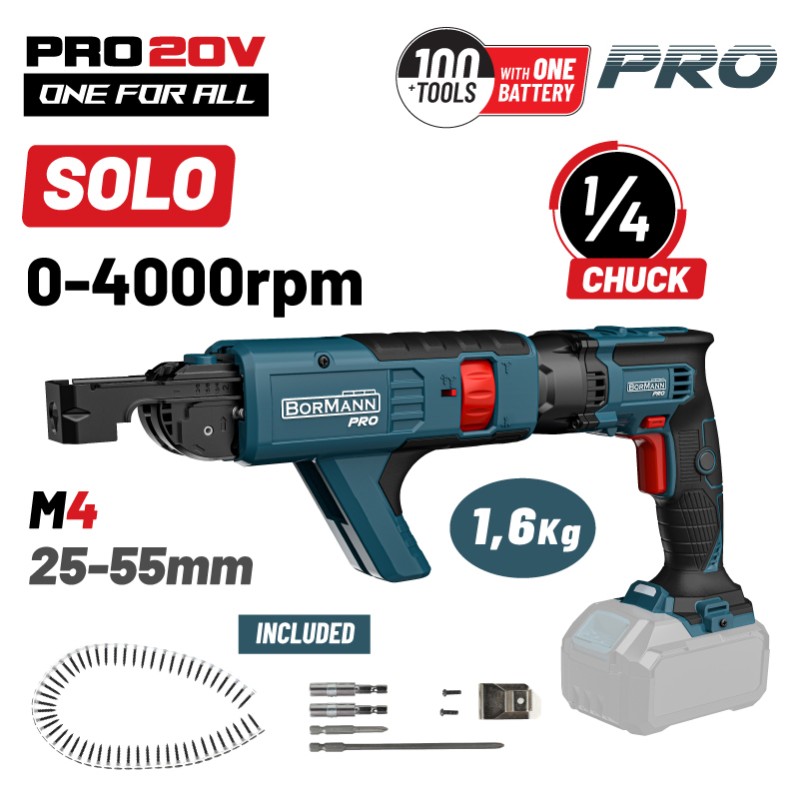BORMANN Pro BORMANN Pro BBP5155 Κατσάβιδι Γυψοσανίδας Μπαταρίας 20V, Li-Ion, 0-4000rpm, SOLO