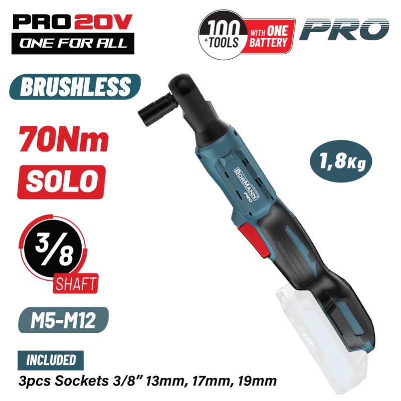 BORMANN Pro BORMANN Pro BBP5423 Ηλεκτρική Καστάνια Μπαταρίας 20V,Li-Ion,70Nm,0-320rpm,3/8