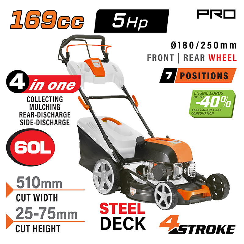 NAKAYAMA PRO NAKAYAMA Pro PM5510 Χλοοκοπτική Βενζίνης Αυτοκινούμενη,169cc, Πλάτος Κοπής 51cm, Κάδος 60L