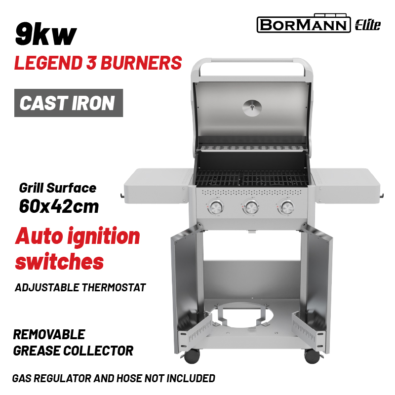 BORMANN ELITE BORMANN Elite BBQ7030 Ψησταριά Υγραερίου LEGEND 3 Εστιών με Μαντεμένια Σχάρα LUXURY TYPE