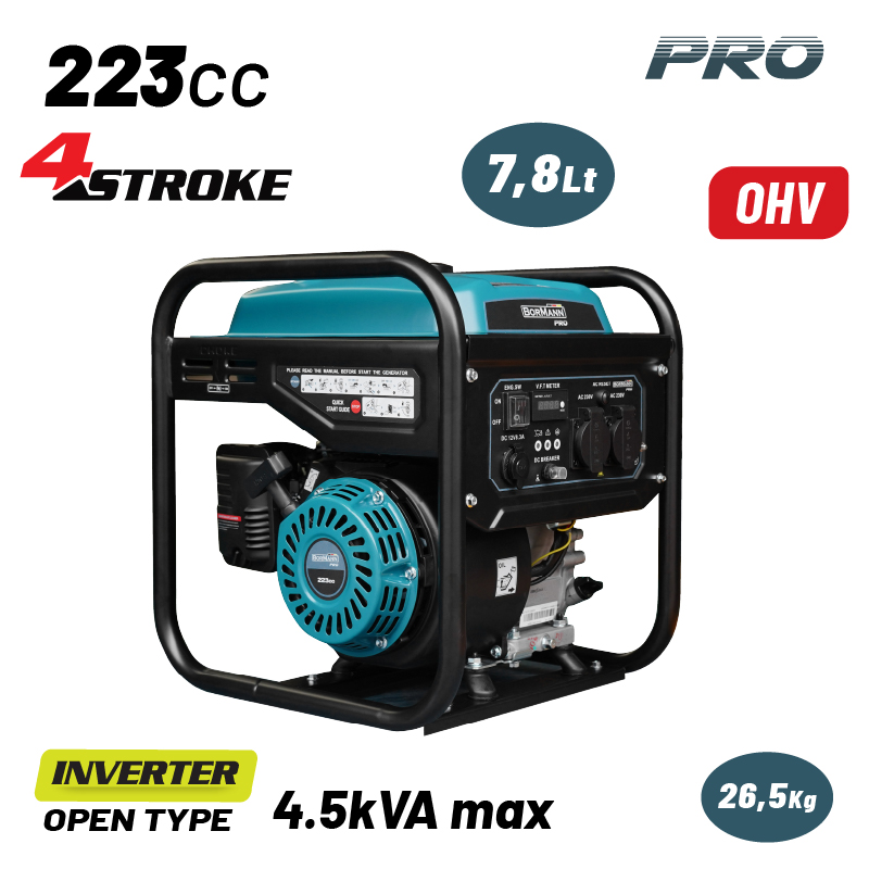 BORMANN Pro BORMANN Pro BGB4045 Γεννήτρια Βενζίνης Inverter Ανοιχτού Τύπου 350W, 223c