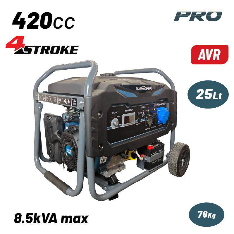 BORMANN Pro BORMANN Pro BGB8010 Γεννήτρια Βενζίνης Συνεχ. Απόδοση 6000W,420cc,Mίζα και Μπαταρία AVR,Τροχοί