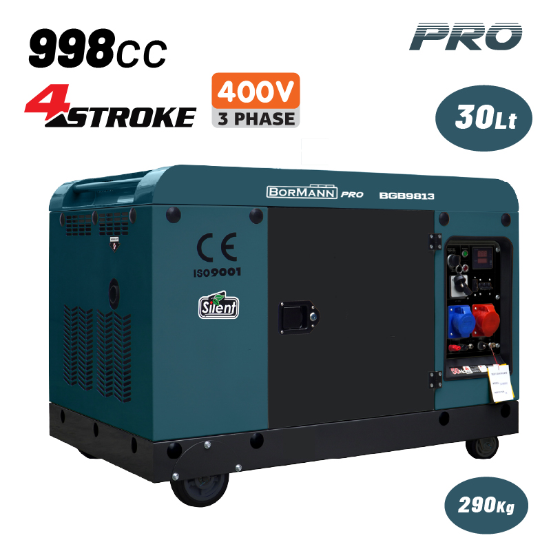 BORMANN Pro BORMANN Pro BGB9813 Γεννήτρια Πετρελαίου Τριφασική, Συνεχ. Απόδοση 12000W,998cc,Μίζα,Μπαταρίας,AVR