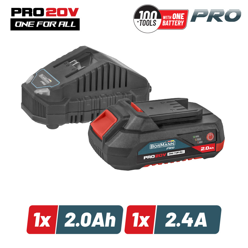 BORMANN Pro BORMANN Pro BBP9920 Starter Kit 20V, Mπαταρία 2.0Ah & Φορτιστής 2.4Α