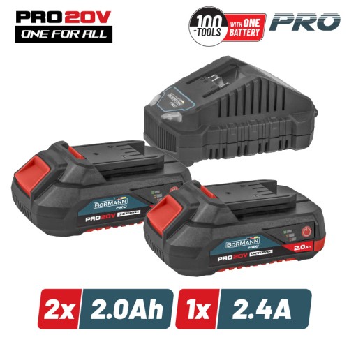 BORMANN Pro BORMANN Pro BBP9922 Starter Kit Μπαταρίες 2x2.0Ah & Φορτιστής 2.4Α
