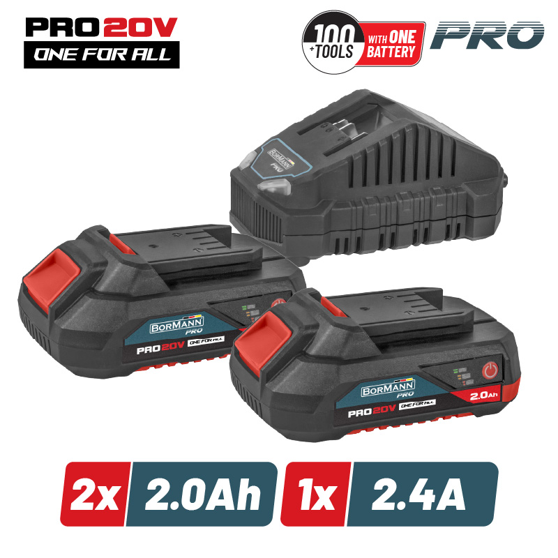 BORMANN Pro BORMANN Pro BBP9922 Starter Kit Μπαταρίες 2x2.0Ah & Φορτιστής 2.4Α
