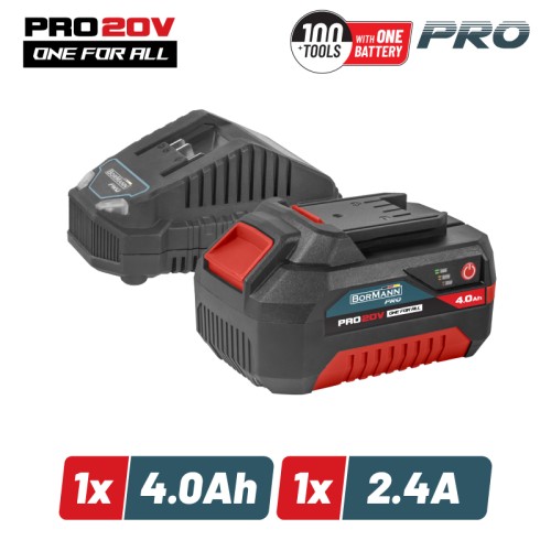 BORMANN Pro BORMANN Pro BBP9940 Starter Kit 20V, Μπαταρία 4.0Ah & Φορτιστής 2.4Α