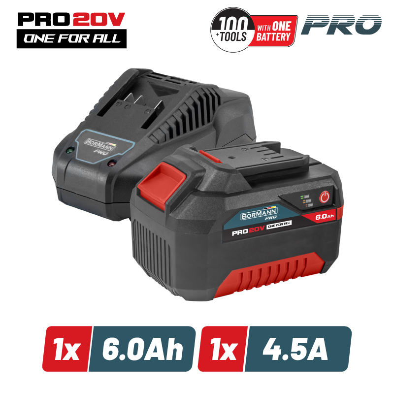 BORMANN Pro BORMANN Pro BBP9960 Starter Kit 20V, Μπαταρία 6.0Αh & Φορτιστής 4.5Α