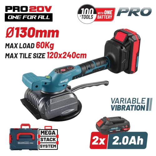 BORMANN Pro BORMANN Pro BBP5426X22C Βεντούζα-Δονητής Πλακιδίων 20V,Li-Ion,2x2Ah,130mm,60kg,3500-8000rpm