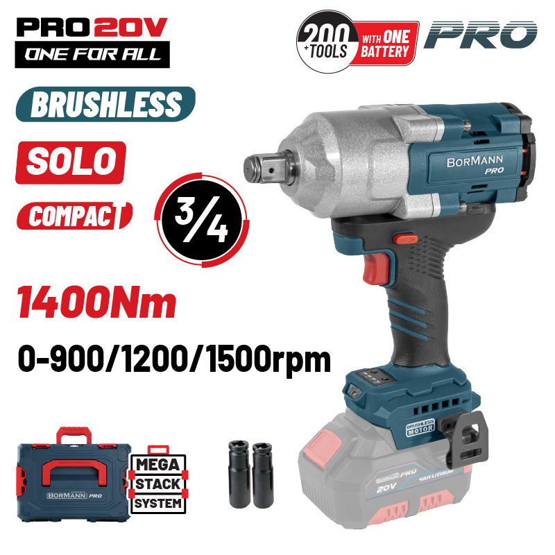 BORMANN Pro BORMANN Pro BBP5391CA Μπουλονόκλειδο Brushless Mπαταρίας 20V,Li-Ion,1400Nm,0-900/1200/1500rpm,SOLO