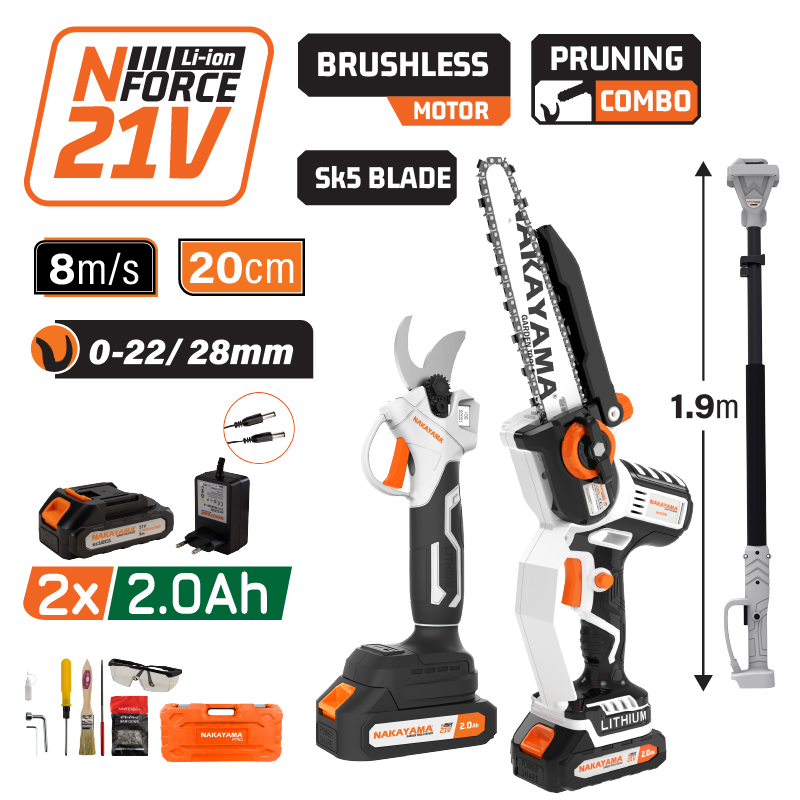 Nakayama NAKAYAMA Pro EC1221X44T3C Σετ Αλυσοπρίονο,Ψαλίδι Κλάδου, Βαλίτσα