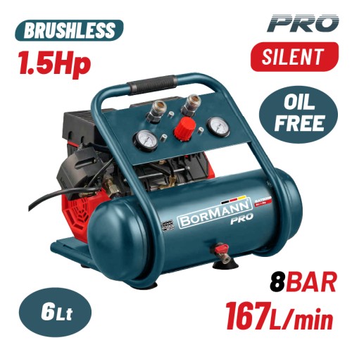 BORMANN Pro BORMANN BAT5006 Αεροσυμπιεστής Μονομπλόκ,Oil Free,1.5Hp/6L/167L/min