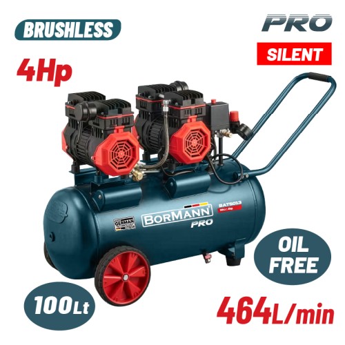 BORMANN Pro BORMANN BAT5017 Αεροσυμπιεστής Μονομπλόκ, Oil free, Silent, 4Hp/100L/464L/min