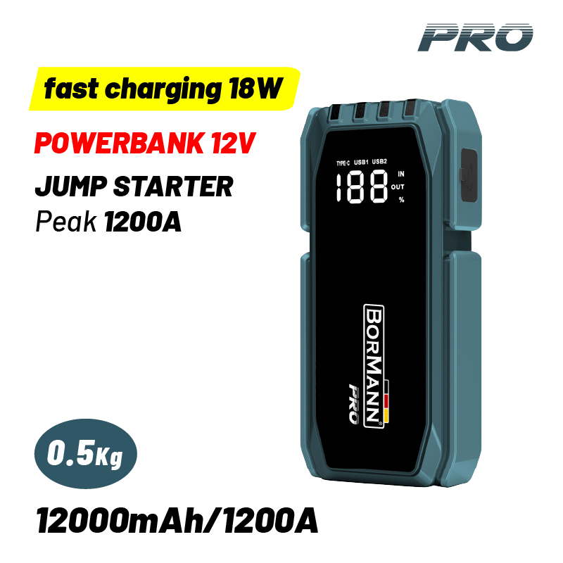 BORMANN Pro BORMANN Pro BBC8530 Εκκινητής Μπαταρίας Φορητός & PowerBank 12V,12000mAh,Γρήγορη Φόρτιση 18W