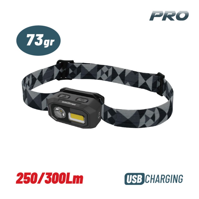 Bormann Φακός Κεφάλης Επαναφορτιζόμενος BPR6030 (030027) 300Lm Pro