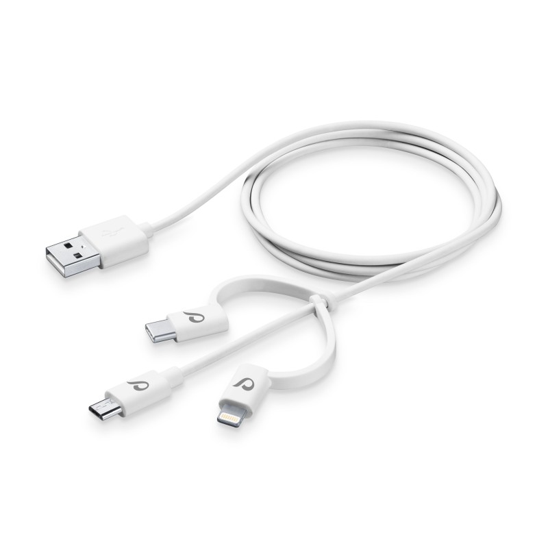 Cellular Line  CELLULAR LINE 316111 USB Καλώδιο Συγχρονισμού και Φόρτισης microUSB/Lightning/Type-C (1m) Λευκό
