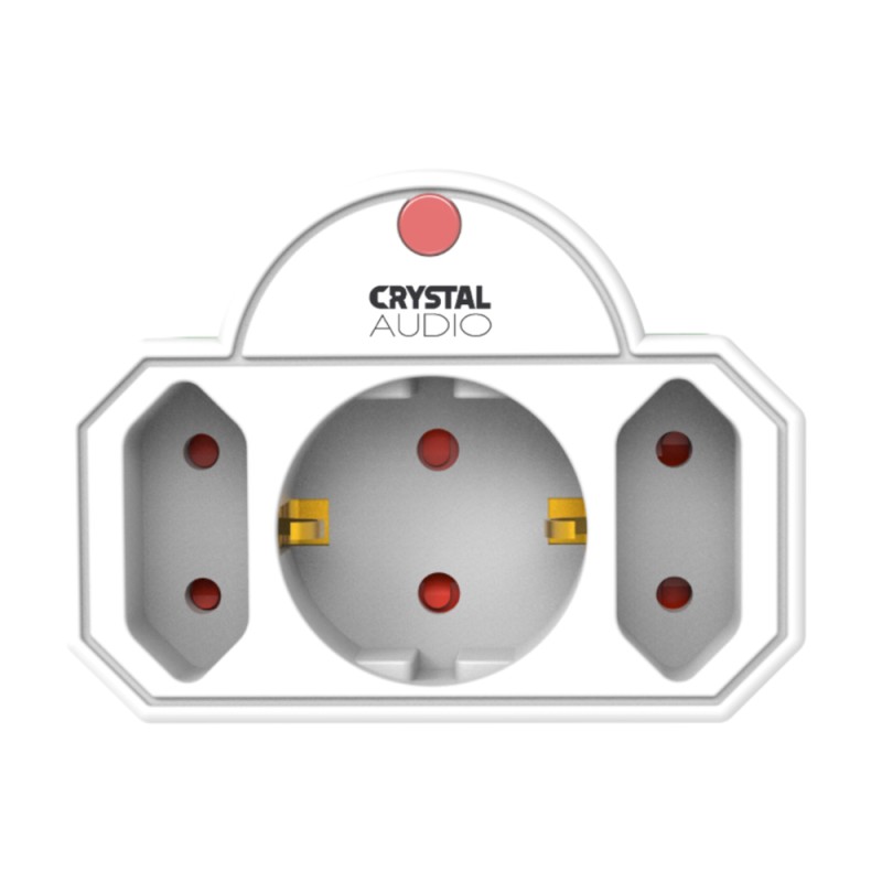 Crystal Audio CRYSTAL AUDIO SPW21-1300-70 Λευκό Πολύπριζο Προστασίας 1 Θέσης Schuko - 2 Απλών Θέσεων 1300j/70