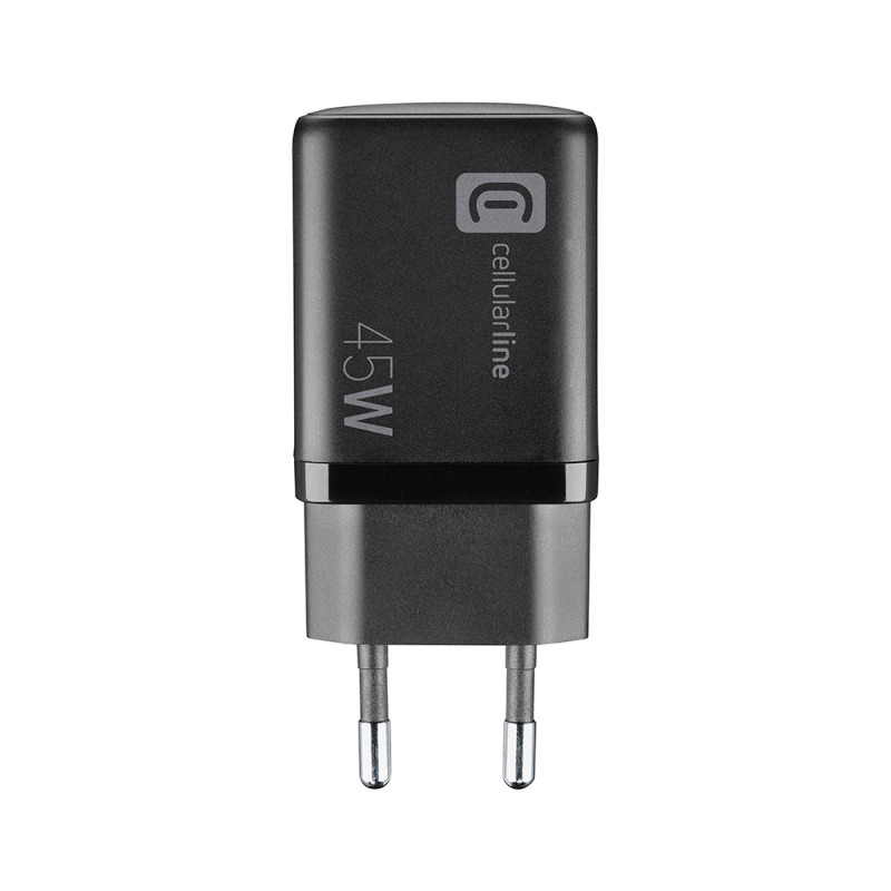 Cellular Line  CELLULAR LINE 444715 Φορτιστής σπιτιού Gan Dual με 1xUSB-A και 1xType-C 45W Μαύρος