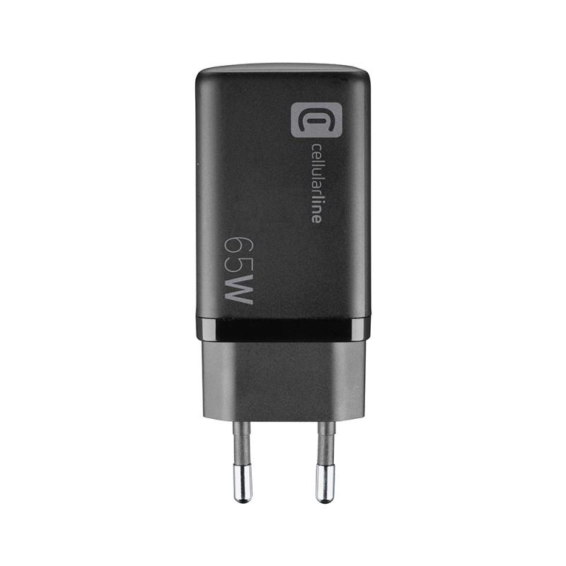 Cellular Line  CELLULAR LINE 444722 Φορτιστής σπιτιού Gan Triple με 1xUSB-A και 2xType-C 65W Μαύρος