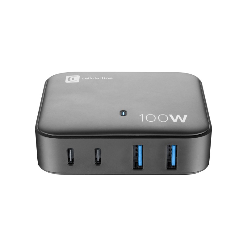 Cellular Line  CELLULAR LINE 454844 Επιτραπέζιος Φορτιστής με 2xUSB-A και 2xType-C 100W Μαύρο
