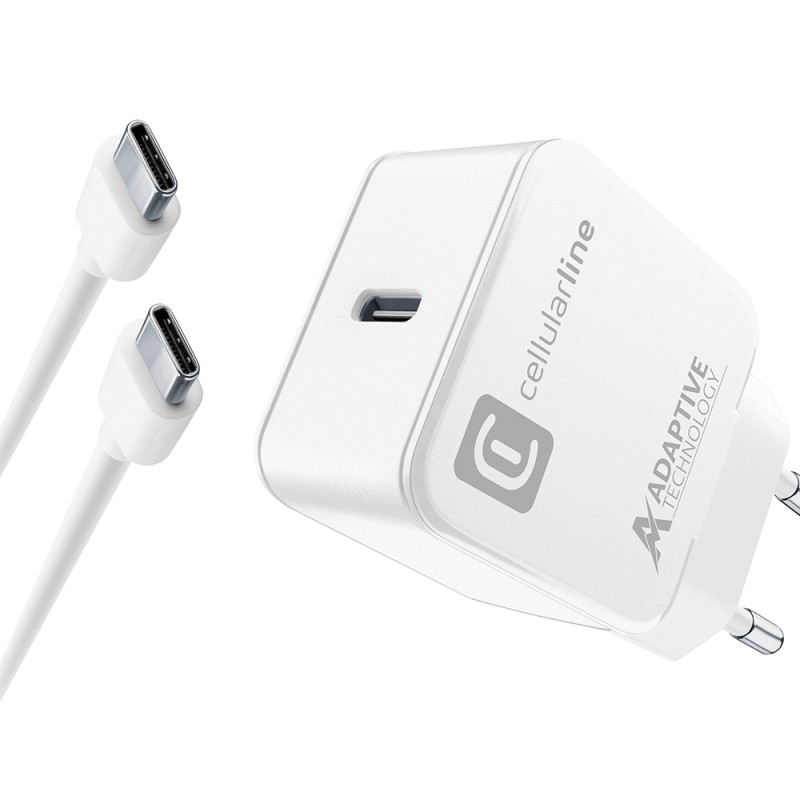 Cellular Line  CELLULAR LINE 434785 Σετ Φορτιστής Samsung με θύρα Τype-C και καλώδιο Type-C 15W Λευκό